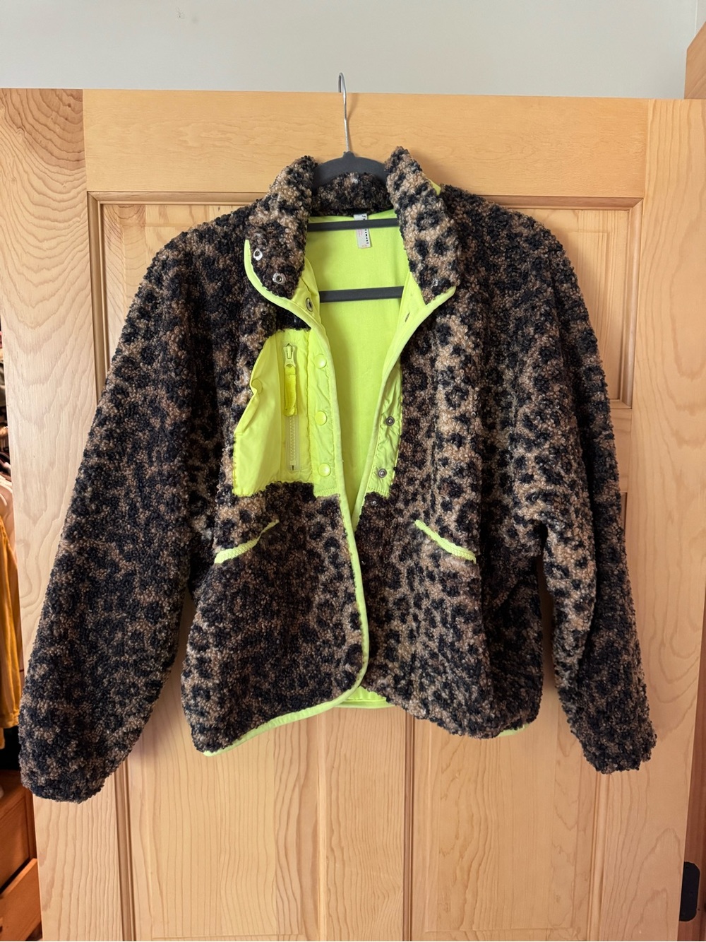 Free People FP Movement Leopard Jacket with Neon Trim